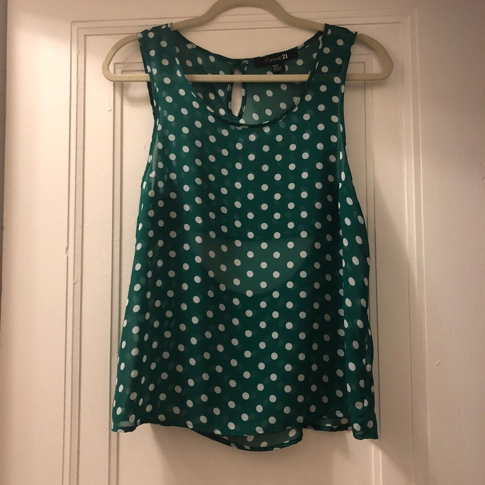 Green polka dot top